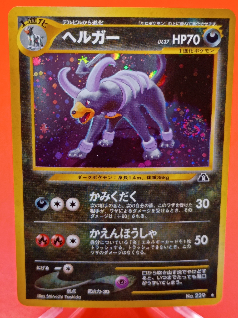 Houndoom No. 229 Crossing the Ruins Near Mint Japanese Holo Swirl Pokémon TCG